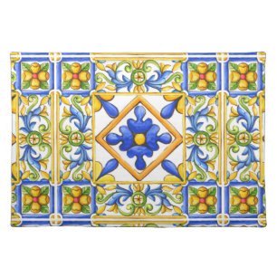 Majolica,Spanish tile ,mediterranean     Cloth Placemat
