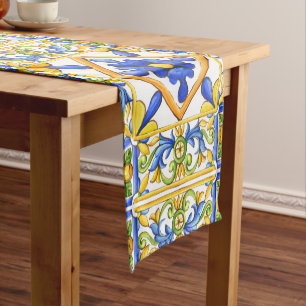 Majolica,Spanish tile ,mediterranean Short Table Runner