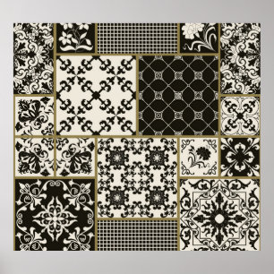 Majolica tile Islamic motifs. Poster