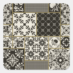 Majolica tile Islamic motifs. Square Sticker