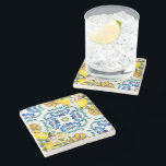 Majolica tiles lemons bridal shower favors stone coaster<br><div class="desc">Mediterranean Majolica tiles lemons bridal shower  printed stone coasters,  Italian style Capri,  Amalfi Coast,  Sicilia themed table decor  for summer functions bridal shower favors wedding favors .</div>