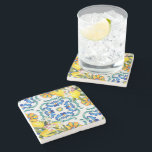 Majolica tiles lemons bridal shower favors stone coaster<br><div class="desc">Mediterranean Majolica tiles lemons bridal shower  printed stone coasters,  Italian style Capri,  Amalfi Coast,  Sicilia themed table decor  for summer functions bridal shower favors wedding favors .</div>