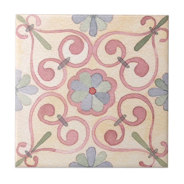 Majolica Watercolor Ceramic Tile (Front)