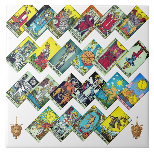 Major Arcana Tarot Collage Ceramic Tile (Front)