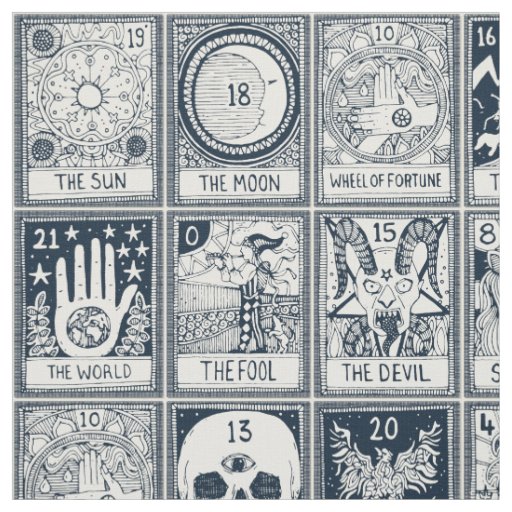 major arcana tarot indigo fabric