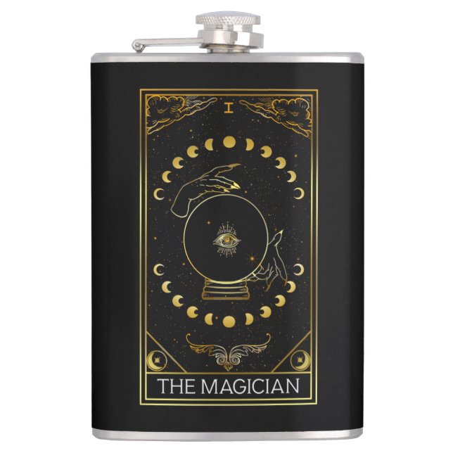Major Arcana The Magician Tarot Card Flask (Front)