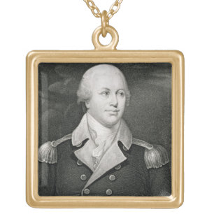 Major General Nathaniel Greene (1742-86), engraved Gold Plated Necklace