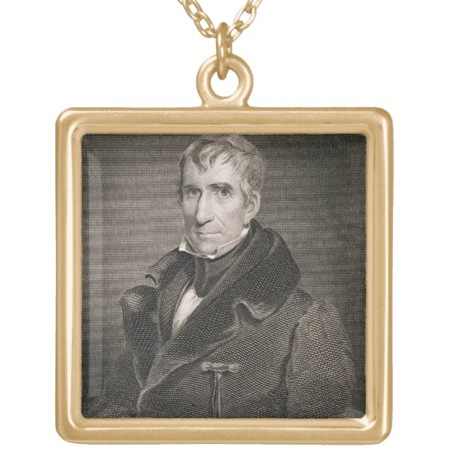 Major General William Henry Harrison, engraved by Gold Plated Necklace (Front)