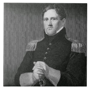 Major General Winfield Scott (1786-1866) engraved Ceramic Tile