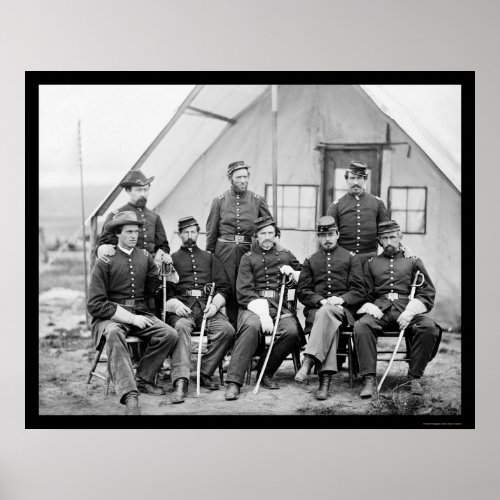 Major HW Sawyer and Staff at Camp Stoneman 1865 Poster