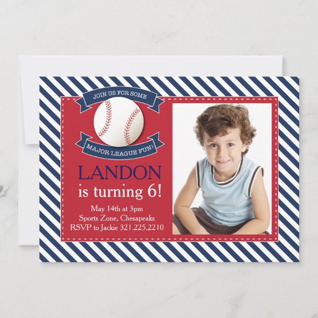 Major League Fun Baseball Birthday Invitation (Front)