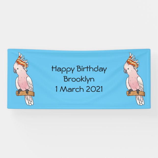 Major mitchell cockatoo bird cartoon illustration  banner (Horizontal)