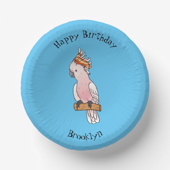 Major mitchell cockatoo bird cartoon illustration  paper bowls (Front)