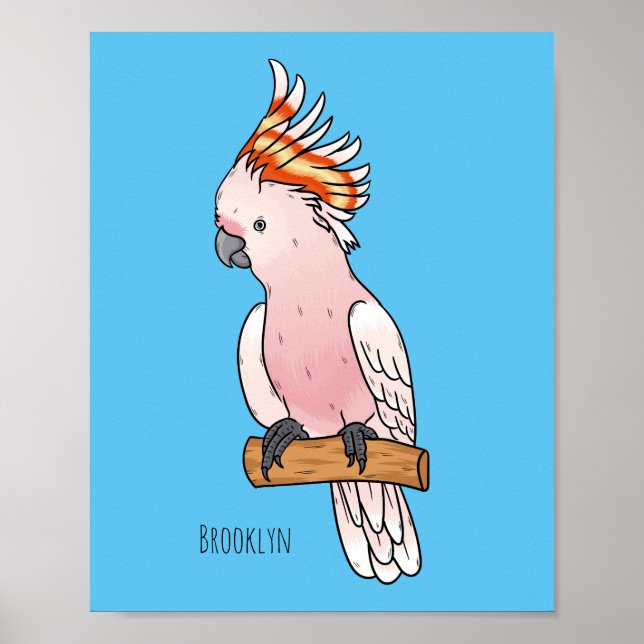 Major mitchell cockatoo bird cartoon illustration  poster (Front)