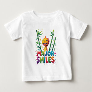 Major Smiles Colorful Cartoon Dinosaur Baby T-Shirt