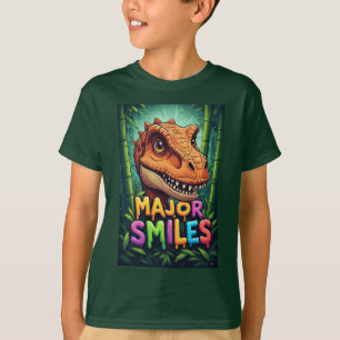 Major Smiles Colorful Cartoon Dinosaur T-Shirt