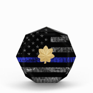Major Thin Blue Line Distressed Flag Acrylic Award