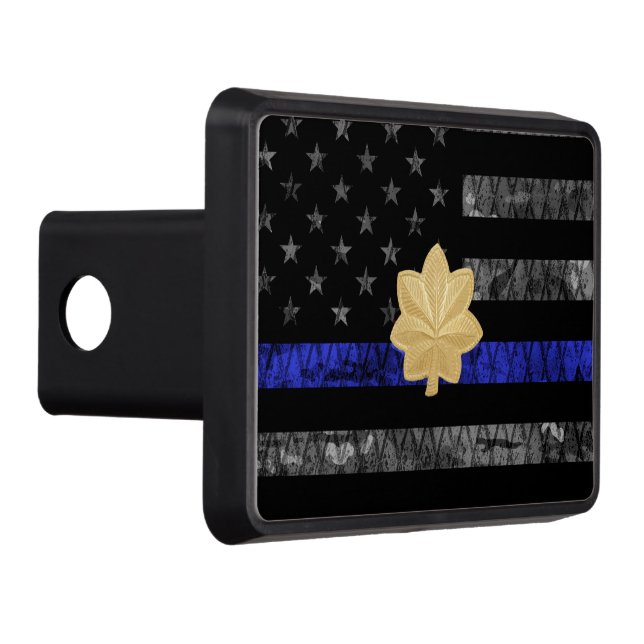 Major Thin Blue Line Distressed Flag Hitch Cover (Right)