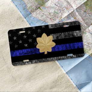Major Thin Blue Line Distressed Flag License Plate