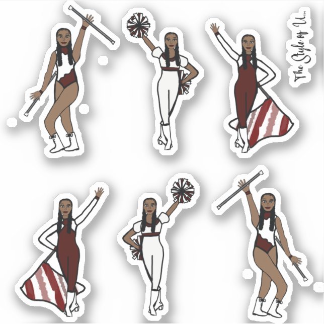 Majorette / Dancer/ Cheer / Flag Burgundy  Sticker (Front)