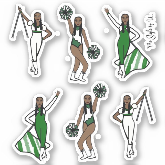 Majorette / Dancer/ Cheer / Flag Green  Sticker (Front)