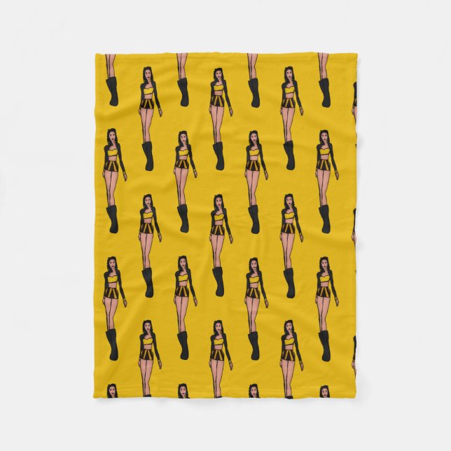 Majorette/ Dancer Fleece Blanket Black & Gold (Front)