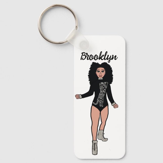 Majorette/ Dancer Keychain Black Silver  Tiger B (Front)