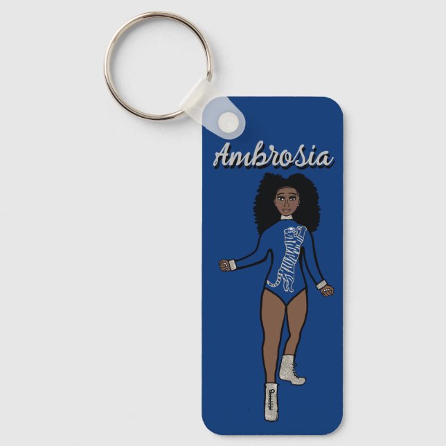 Majorette/ Dancer Keychain Blue Silver  Tiger A (Front)