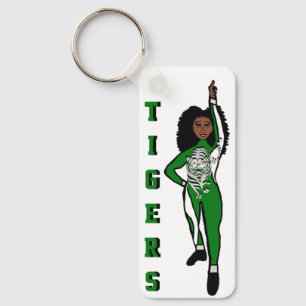 Majorette/ Dancer Keychain Green White Tiger A