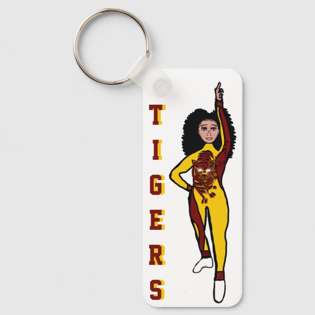 Majorette/ Dancer Keychain Yellow Maroon Tiger B (Front)