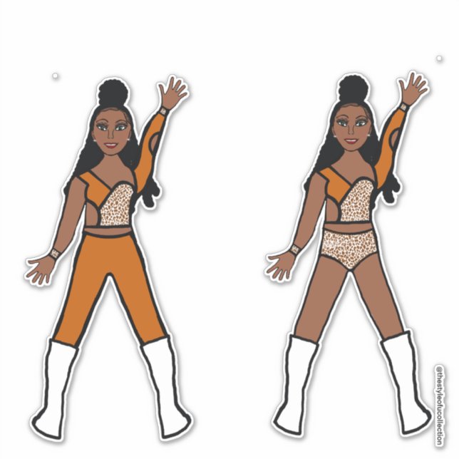 Majorette Dancer Orange Leopard Sticker (Front)