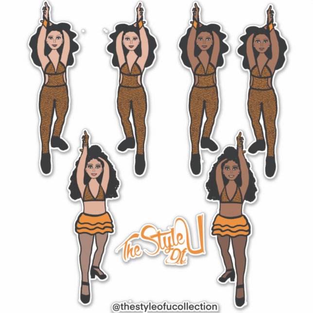 Majorette / Dancer Quick Change Stickers Orange x2 (Front)