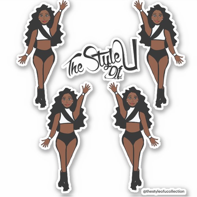 Majorette / Dancer Stickers Black & White B (Front)