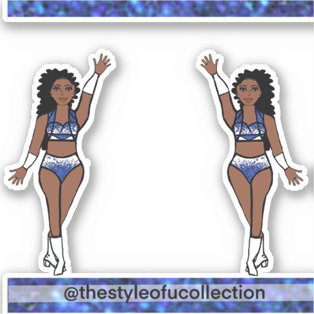 Majorette / Dancer Stickers Blue Sparkle (Front)