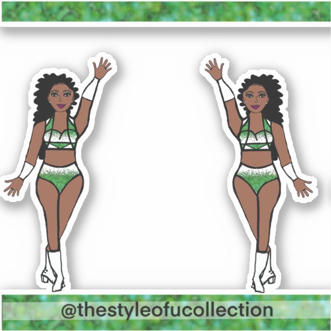 Majorette / Dancer Stickers Green Sparkle (Front)
