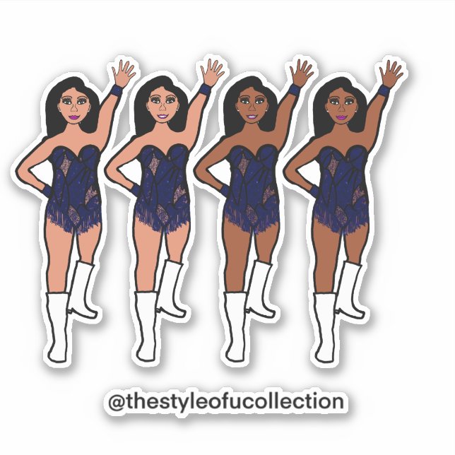Majorette / Dancer Stickers Navy  Fringe  (Front)