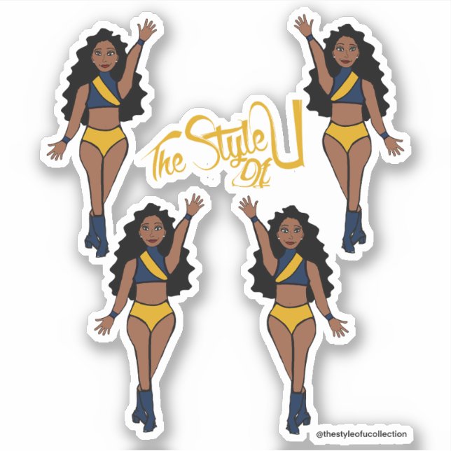 Majorette / Dancer Stickers Navy & Yellow (Front)