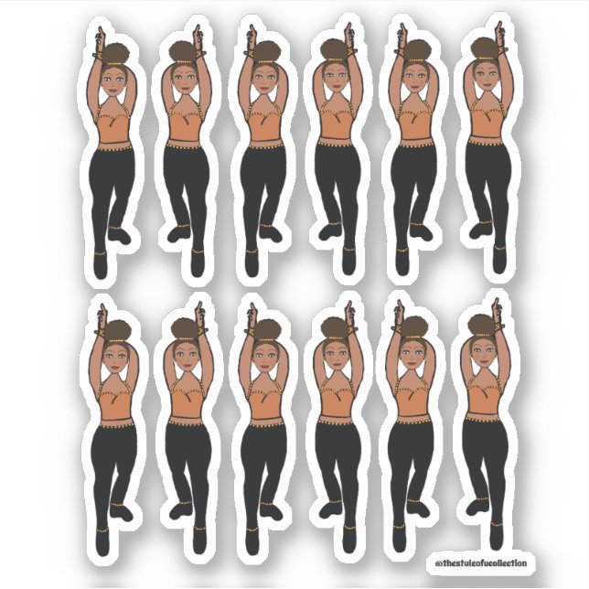 Majorette / Dancer Stickers Peach Black  (Front)