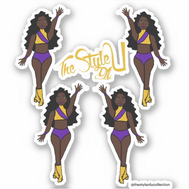 Majorette / Dancer Stickers Purple & Yellow (Front)