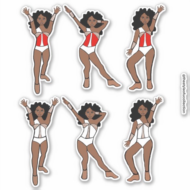 Majorette/ Dancer Stickers Red White Switch A (Front)