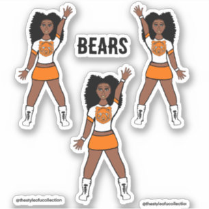 Majorette / Dancer Stickers White Orange Bear A