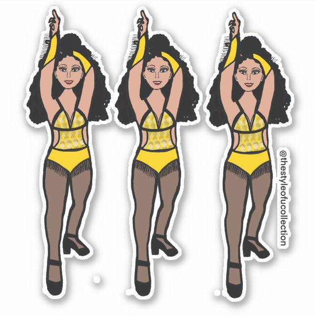 Majorette / Dancer Stickers Yellow/ Black Fringe 2 (Front)