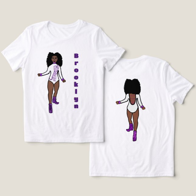 Majorette/ Dancer Tee White Purple Tiger A (Design Front & Back)