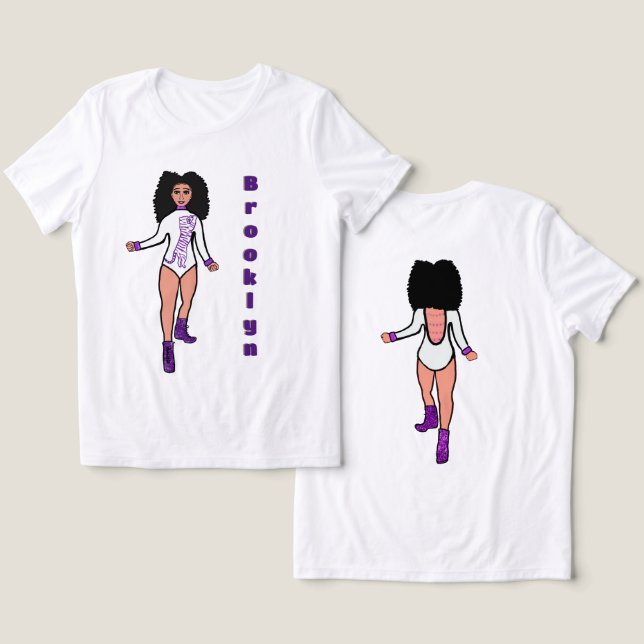 Majorette/ Dancer Tee White Purple Tiger B (Design Front & Back)
