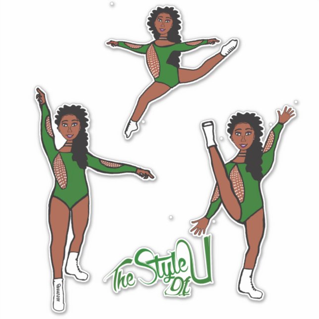 Majorette / Dancer Tri Pose Green Sticker (Front)