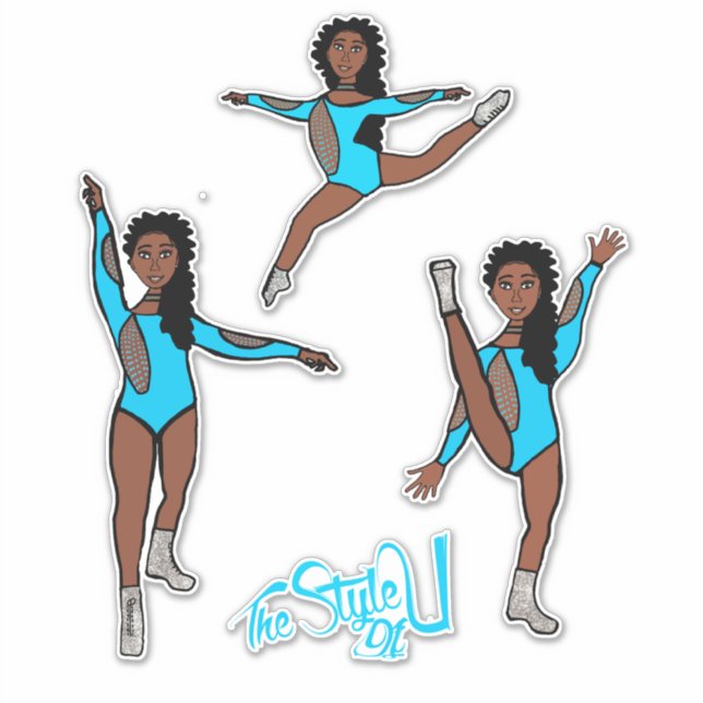 Majorette / Dancer Tri Pose Turquoise Sticker (Front)