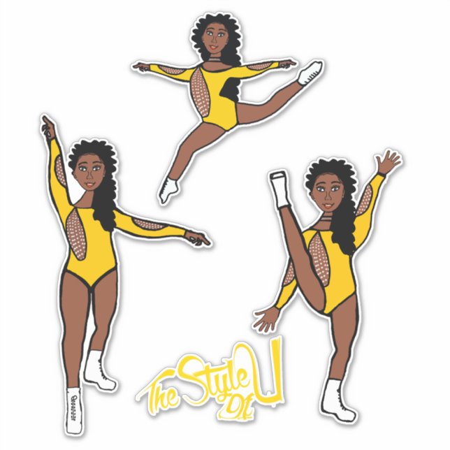 Majorette / Dancer Tri Pose Yellow Sticker (Front)