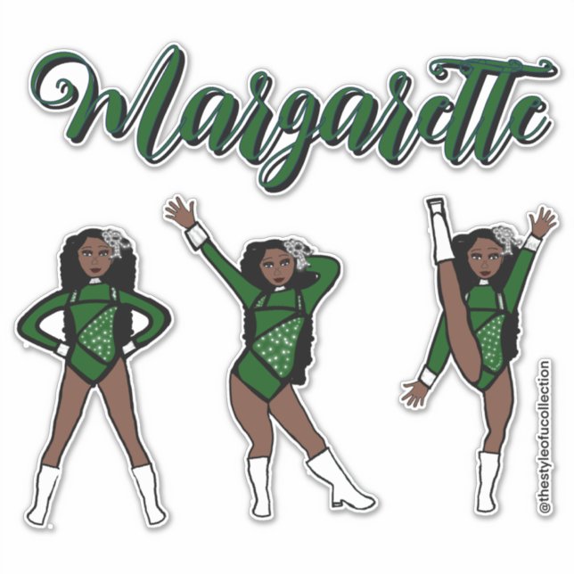 Majorette Tri- Pose / Green Diamond # 1 Sticker (Front)