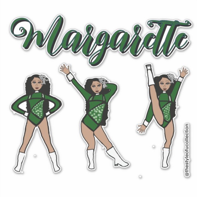 Majorette Tri- Pose / Green Diamond # 2 Sticker (Front)