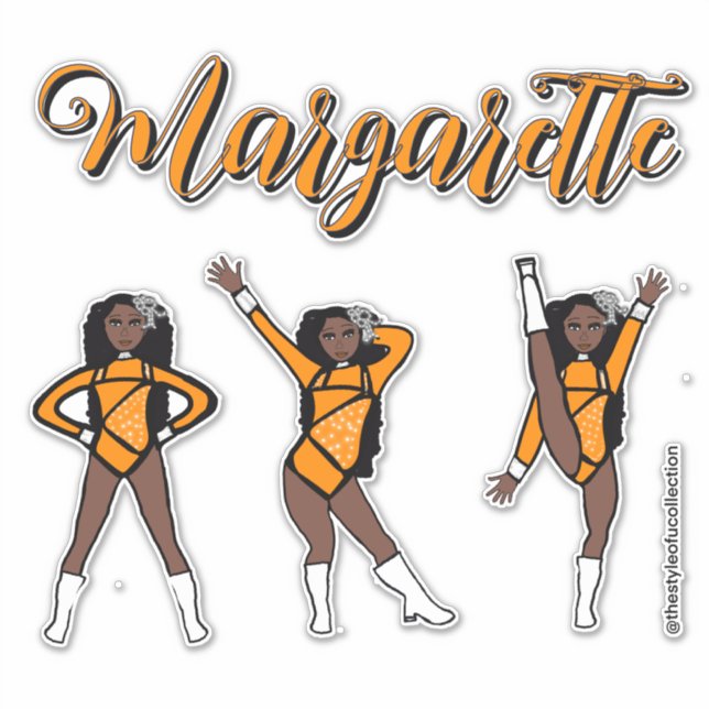 Majorette Tri- Pose / Orange Diamond # 1 Sticker (Front)